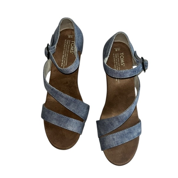 Toms Clarissa slate blue wedge heel Size 8W - Picture 8 of 11